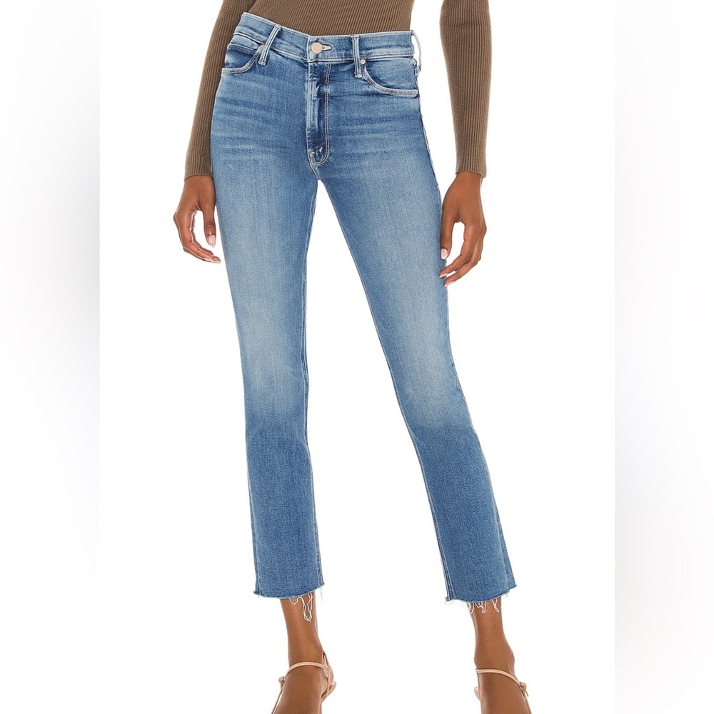 MOTHER Mid Rise Dazzler Ankle Fray in Riding the Cliffside